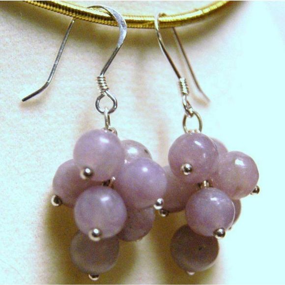 Handmade Lilac Stone & Sterling Silver Earrings - Picture 2 of 5